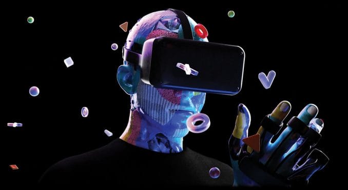 Digital illustration of person with VR headset