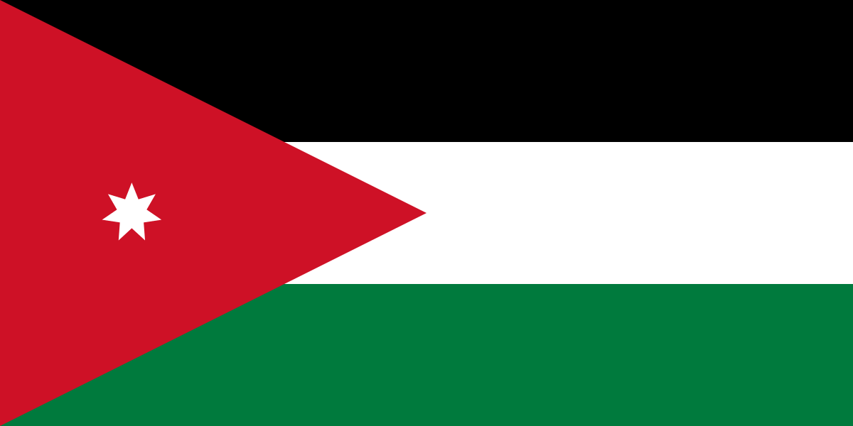 The red, green, white and red flag of Jordan. Include a single star