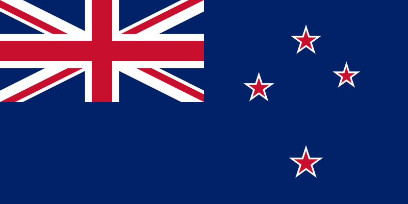 The red, blue and white flag of New Zealand. Contains the Union Jack