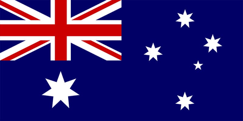The blue, red and white flag of Australia. Contains the Union Jack symbol