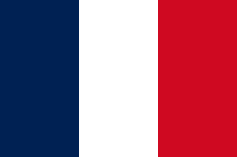 The blue, white and red flag of France